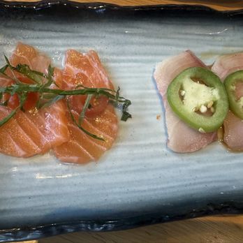 Aburi Sushi - Sashimi yellowtail and salmon - Sushi Bars Near Me - Buena Park, California Aburi Sushi - Sashimi yellowtail and salmon - Sushi Bars Near Me - Buena Park, California