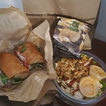 Panera Bread - BBQ chicken salad, steak and cheese toasted sandwich and chips! - Salad Near Me - Laurel, Maryland
