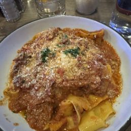 Pappardelle pasta dish with pulled short rib, tomatoes,Parmesan amazing flavor, highly recommend. Pappardelle pasta dish with pulled short rib, tomatoes,Parmesan amazing flavor, highly recommend.