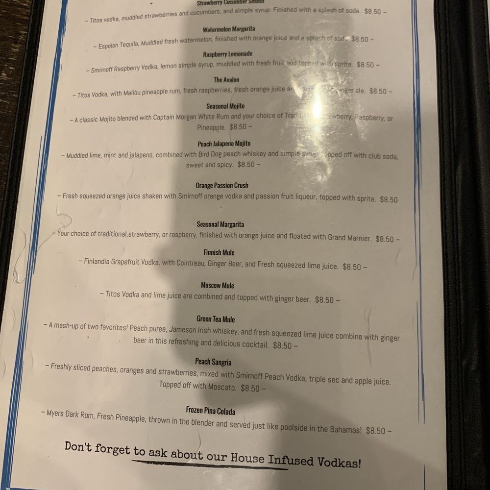 CJ Finz - Drink Menu Nov 2023 - Seafood Near Me - Manassas, Virginia