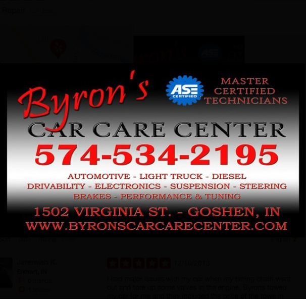 BYRON’S CAR CARE, INC Updated September 2024 1502 Virginia St, Goshen, Indiana Auto Repair