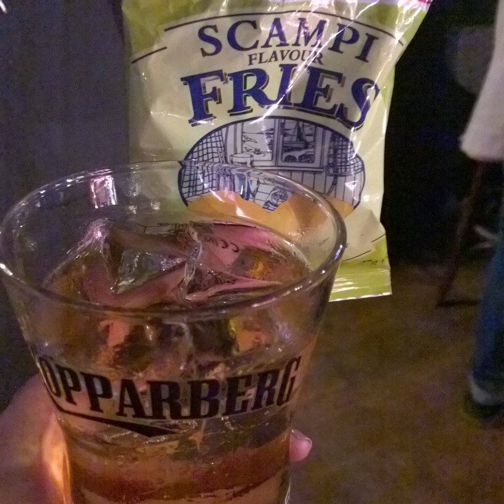 Juggling act but I got the shot. Cider and some scampi fries! Juggling act but I got the shot. Cider and some scampi fries!