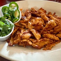 Fajita Chicken with side of Cilantro and side of fresh Jalapeños
