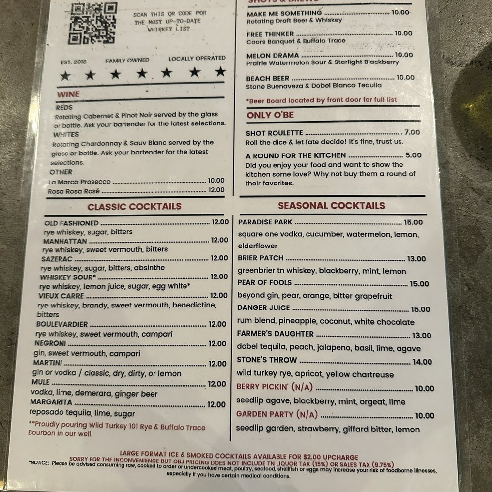 O' Be Joyful - Front menu - Burgers Near Me - Franklin, Tennessee O' Be Joyful - Front menu - Burgers Near Me - Franklin, Tennessee