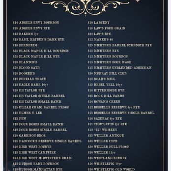 The Standard Pour - Whiskey Menu - New American Near Me - Dallas, Texas