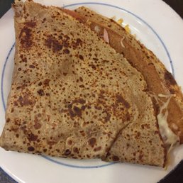 Savory crepe: ham, cheese, tomato, and mushroom Savory crepe: ham, cheese, tomato, and mushroom