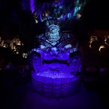 Tiki Tatsu-Ya - Mask decor inside bar - Polynesian Near Me - Austin, Texas Tiki Tatsu-Ya - Mask decor inside bar - Polynesian Near Me - Austin, Texas