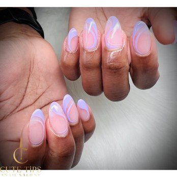 Cute Tips Nail Salon - Fullset Gel with line design - Nail Salons Near Me - Gaithersburg, Maryland