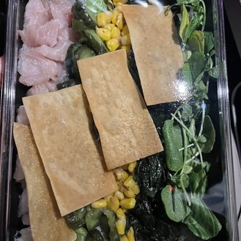 Bondi Sushi - yellowtail build your own box, sriracha kale, micro greens, ponzu corn, salt and vinegar wontons - Sushi Bars Near Me - New York, New York Bondi Sushi - yellowtail build your own box, sriracha kale, micro greens, ponzu corn, salt and vinegar wontons - Sushi Bars Near Me - New York, New York