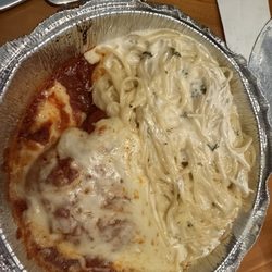 Chicken Parmesan with Alfredo sauce
