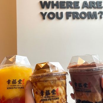 Xing Fu Tang - 10. Brown Sugar Dalgona Coffee (left) 06. Mango Smoothie and Rabbit Panna Cotta (middle) 13. Brown Sugar Boba Chocolate Milk (right) - Bubble Tea Near Me - Seattle, Washington Xing Fu Tang - 10. Brown Sugar Dalgona Coffee (left) 06. Mango Smoothie and Rabbit Panna Cotta (middle) 13. Brown Sugar Boba Chocolate Milk (right) - Bubble Tea Near Me - Seattle, Washington