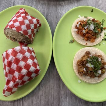 Sal y Limon - Burrito lengua, taco chorizo con papa, and taco al pastor~ - Mexican Near Me - Vancouver, British Columbia