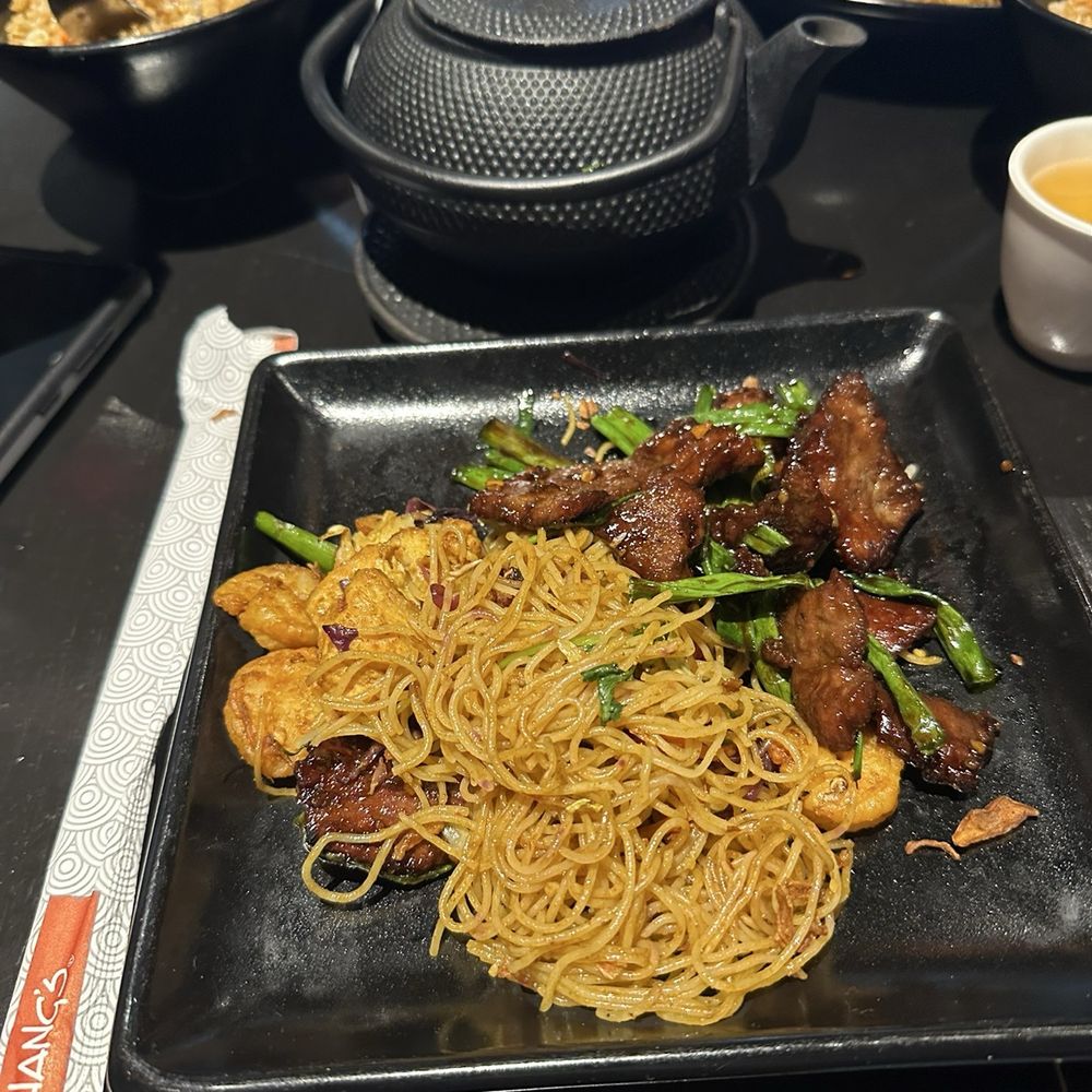 Singapore street chicken noodles and Mongolian beef. Singapore street chicken noodles and Mongolian beef.