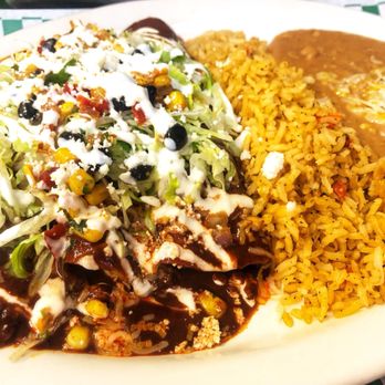 Salsa Verde Restaurant - Red Chile Chicken Enchiladas - Mexican Near Me - Tucson, Arizona