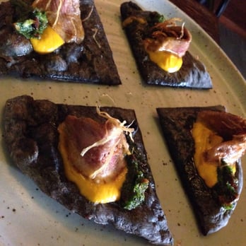 Tigerlily - Squid ink naan with duck breast on top. - Indian Near Me - Berkeley, California Tigerlily - Squid ink naan with duck breast on top. - Indian Near Me - Berkeley, California