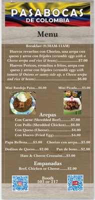 Menu photo 1 Pasabocas De Colombia Hollywood, FL