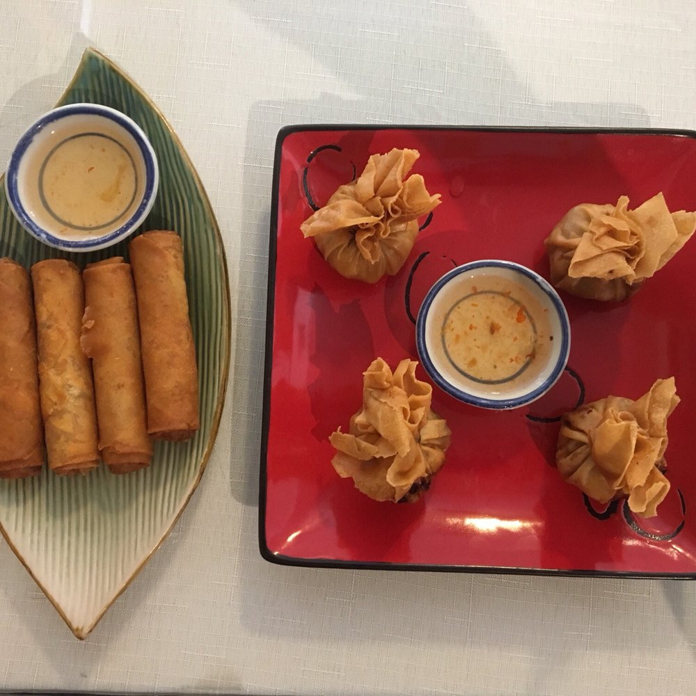 Thai vegetable rolls and Golden Bags