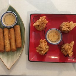 Thai vegetable rolls and Golden Bags Thai vegetable rolls and Golden Bags