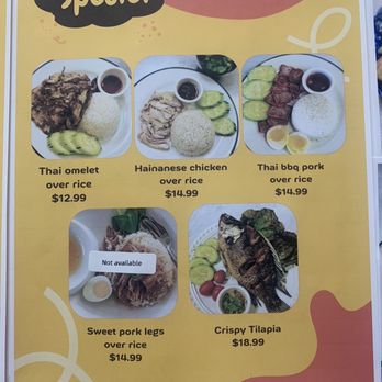 Mae Sai Thai Food - Speciel? I think you mean Special.  I had the Thai BBQ pork over rice. - Thai Near Me - Temecula, California
