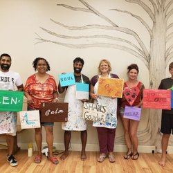 Art By The Glass Studio - Painting wood signs at Nirvana Gym