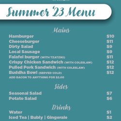 Healthy Cravings Burger Bus - Menu #2