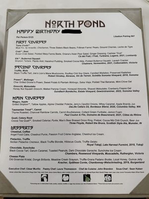 Menu photo 5 North Pond Chicago, IL Menu photo 5 North Pond Chicago, IL
