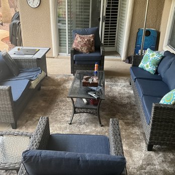 FixTman - Las Vegas - 7 person outdoor furniture set with fire pit and table. - TV Mounting Near Me