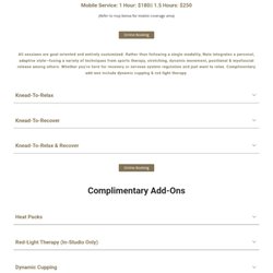 Service menu. For descriptions, coaching & workshop details please visit website.
