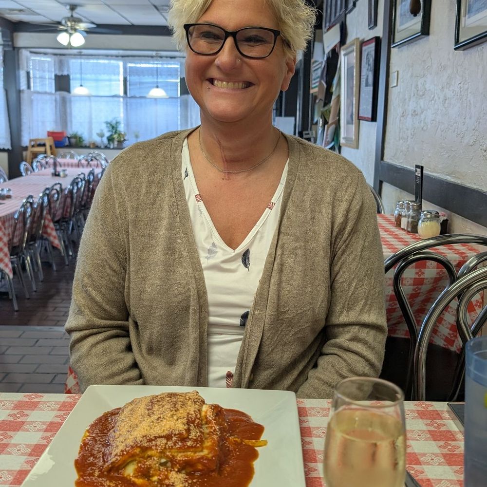Scarsella's Restaurant - My beautiful wife with her Lasagna - Italian Near Me - Youngstown, Ohio