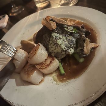 Dancing Bear Appalachian Bistro - Filet mignon with scallops added - New American Near Me - Townsend, Tennessee