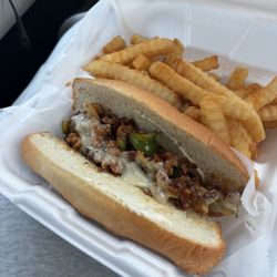 US Wings and Deli - Philly cheesecake Don't recommended. Food was awful. The meet to bread ratio sucks. Fries barely saved it