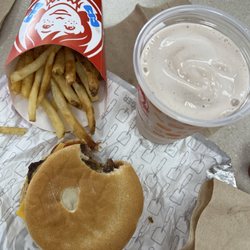 Wendy's - Fries, Dave's classic burger, and a The Classic Frosty Float