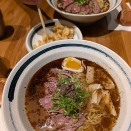 Shoyu ramen with black garlic oil Shoyu ramen with black garlic oil