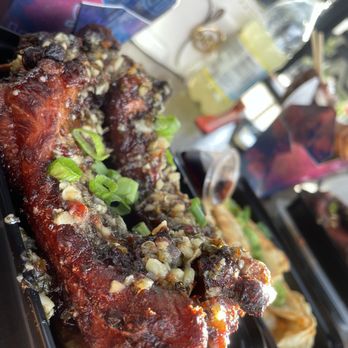The Rice Box - Ribs, House Fried Rice and fried chicken dumplings - Asian Fusion Near Me - Houston, Texas