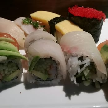 Hokkai Sushi - Back: White "tuna" (2), Mackerel, Egg, Tobiko Front: Rainbow Roll - Sushi Bars Near Me - Glen Ellyn, Illinois Hokkai Sushi - Back: White "tuna" (2), Mackerel, Egg, Tobiko Front: Rainbow Roll - Sushi Bars Near Me - Glen Ellyn, Illinois