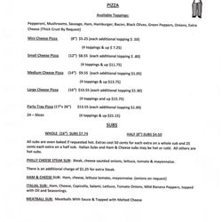 Lyon's Den Pizza - Menu