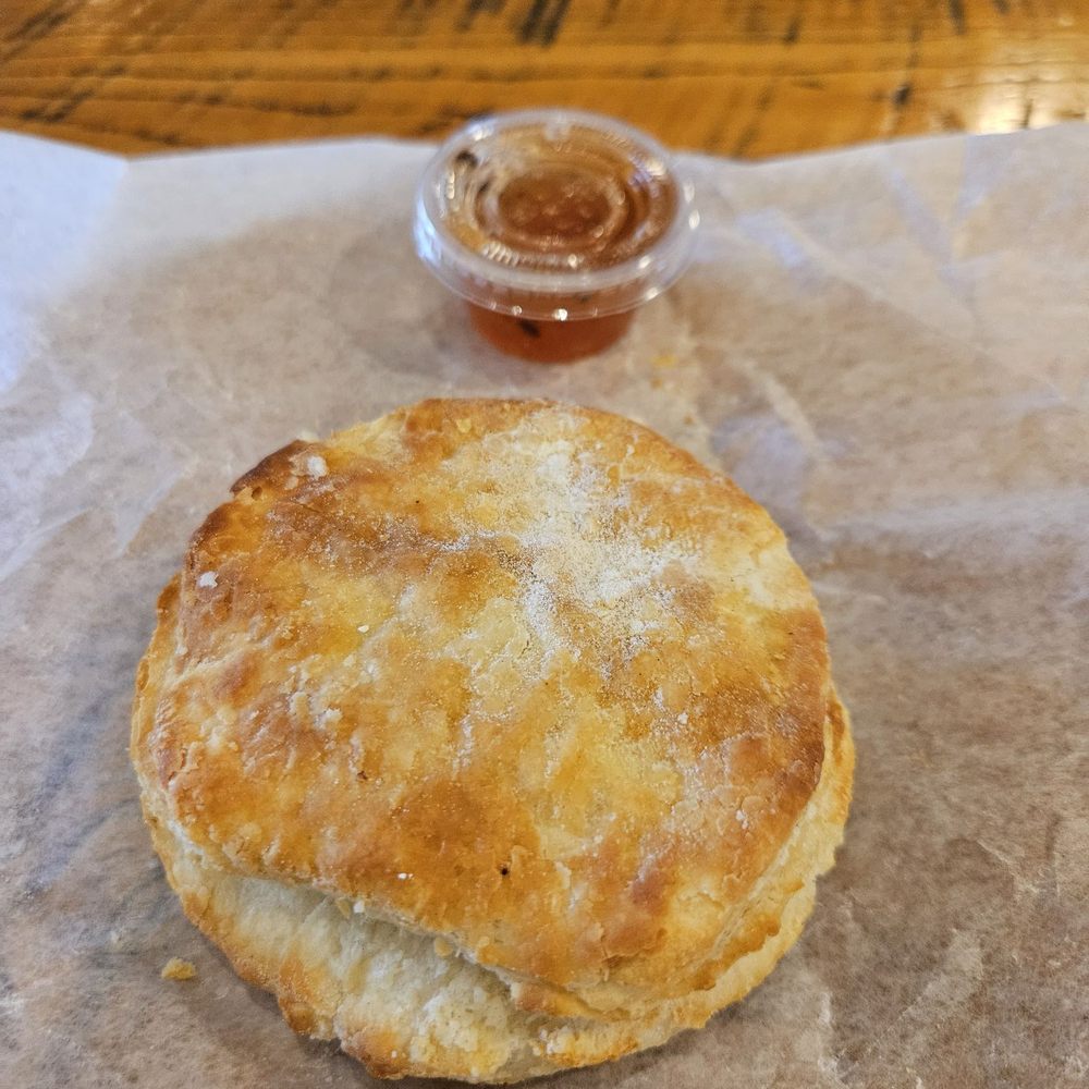 Rise & Shine - Regular round biscuit with Whiskey Peach jam - Breakfast & Brunch Near Me - Denver, Colorado Rise & Shine - Regular round biscuit with Whiskey Peach jam - Breakfast & Brunch Near Me - Denver, Colorado