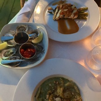 Gatsby's Landing - Pesto Macaroni, East Coast Oysters, & Halibut (Catch of the day) - New American Near Me - Roslyn, New York