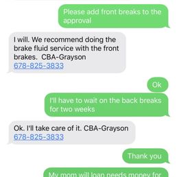 Text message from Christian Bothers. I accepted everything except breaks then added minutes later.