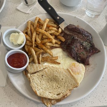 The 31st Grill - Steak and eggs with Fries instead of hash browns. Steak Cooke perfect, everything else in n point. - American Near Me - Salinas, California