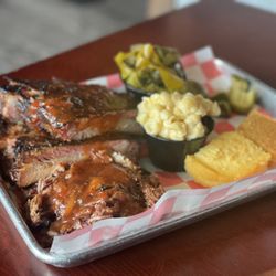 Jersey Shore BBQ - 1/2 rack of ribs, Collard Greens Mac and Cheese