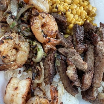 Cafe Parkside - Steak and shrimp.  Wish it was medium rare like how I ordered.  Still seasoned well. - Food Trucks Near Me - Honolulu, Hawaii