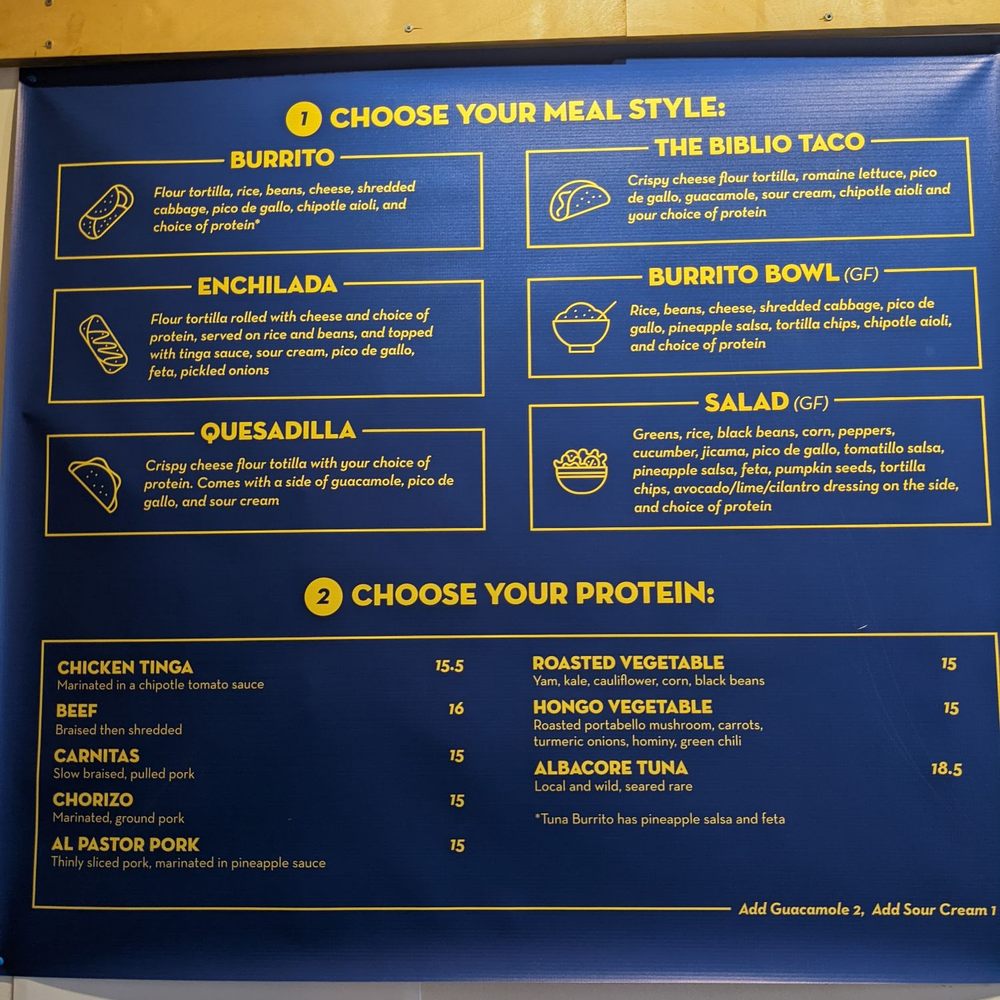 Biblio Taco - Choose your protein and your meal style - Mexican Near Me - Cumberland, British Columbia Biblio Taco - Choose your protein and your meal style - Mexican Near Me - Cumberland, British Columbia