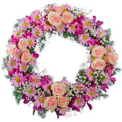 The Flower Puff Girlz Florist - Pastel Standing Wreath.
$75 Free Delivery