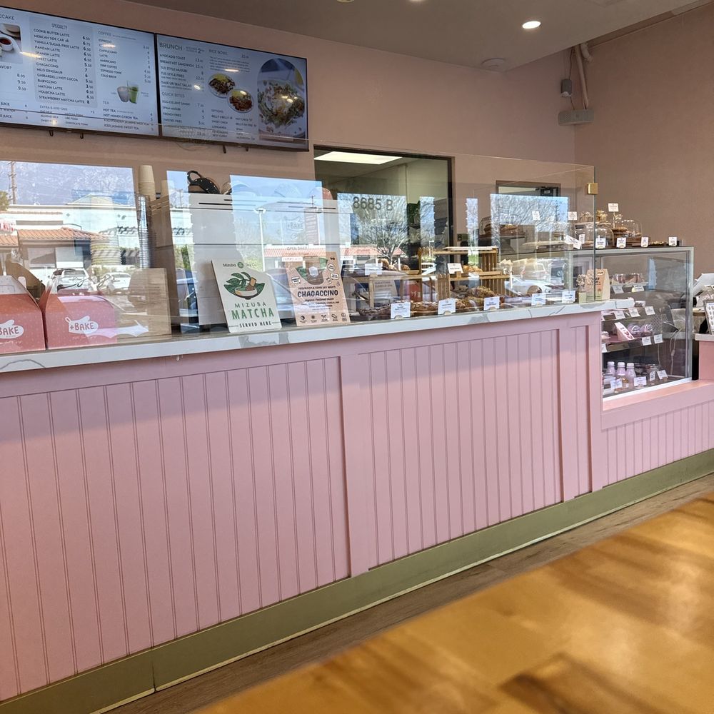 +Bake Cafe - There pink counter with goodies. - Coffee & Tea Near Me - Rancho Cucamonga, California