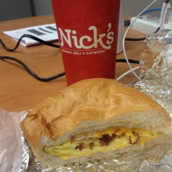 Nick's Gourmet Deli - BEC on a roll and a large coffee - Delis Near Me - East Elmhurst, New York