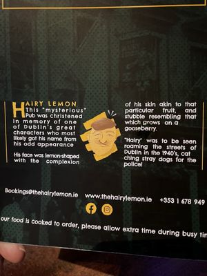 Menu photo 2 The Hairy Lemon Dublin, D Menu photo 2 The Hairy Lemon Dublin, D