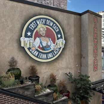 Der Biergarten - Signs on walls visible from the sidewalk out front. - German Near Me - Atlanta, Georgia