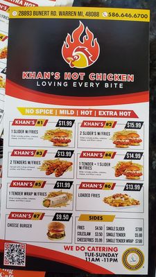 Menu photo 2 Khan's Hot Chicken Warren, MI