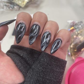 ST Nail Studio - Black marble design- two weeks later! They last forever! - Nail Technicians Near Me - Highland Village, Texas ST Nail Studio - Black marble design- two weeks later! They last forever! - Nail Technicians Near Me - Highland Village, Texas